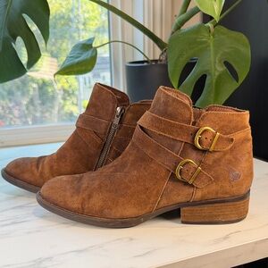 Born Brown Suede Ankle Boots with Buckle